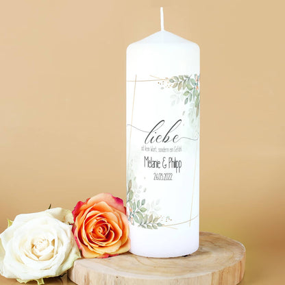 Kerze für Verliebte zum Jahrestag, Hochzeitstag oder zur Hochzeit