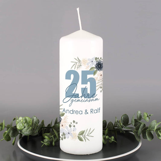 Kerze zur Silberhochzeit mit Namen