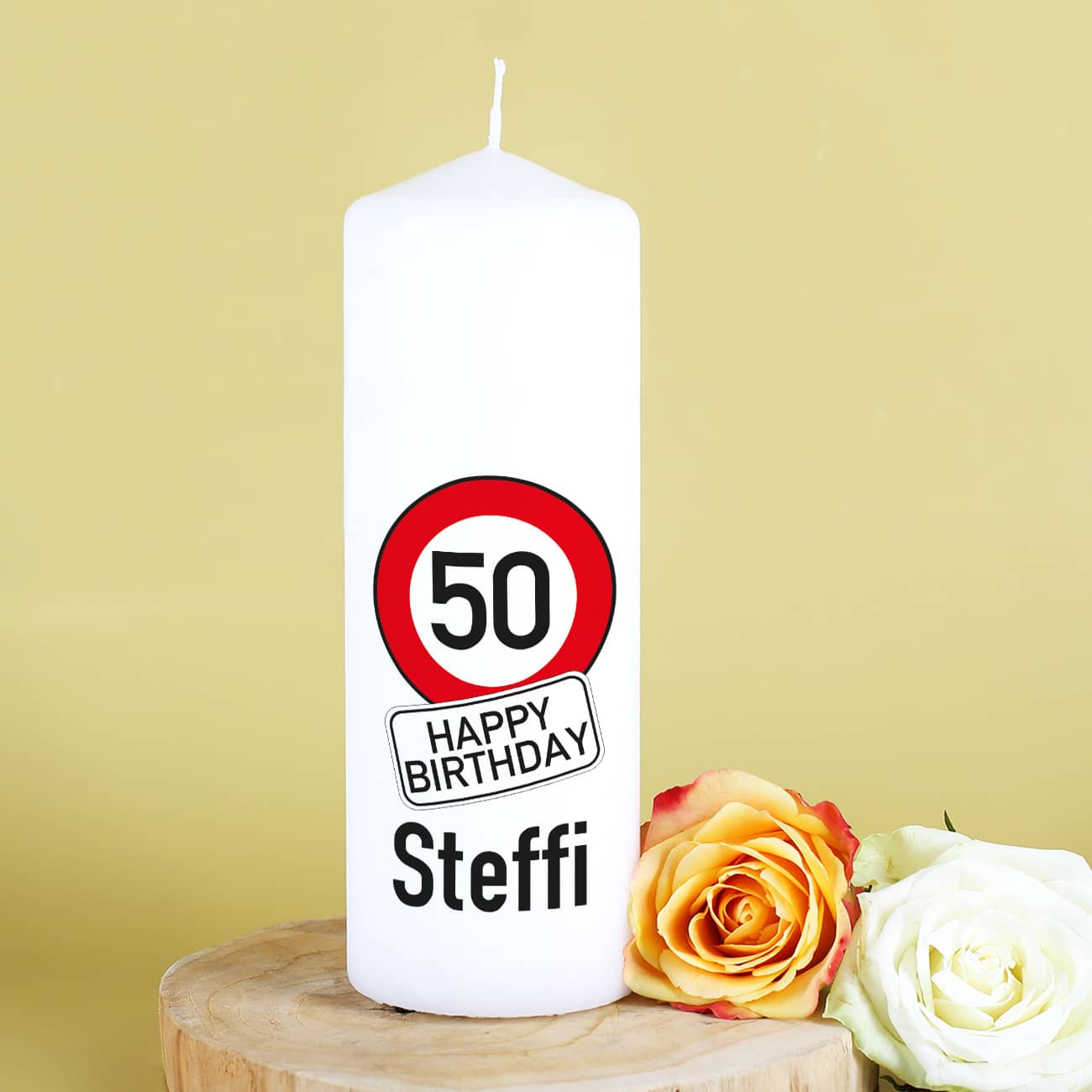 Geburtstags-Kerze Happy Birthday mit Name und Alter