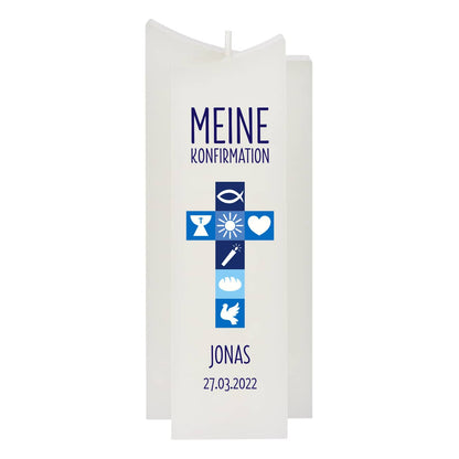 Kerze "Meine Konfirmation" mit Wunschname und Datum