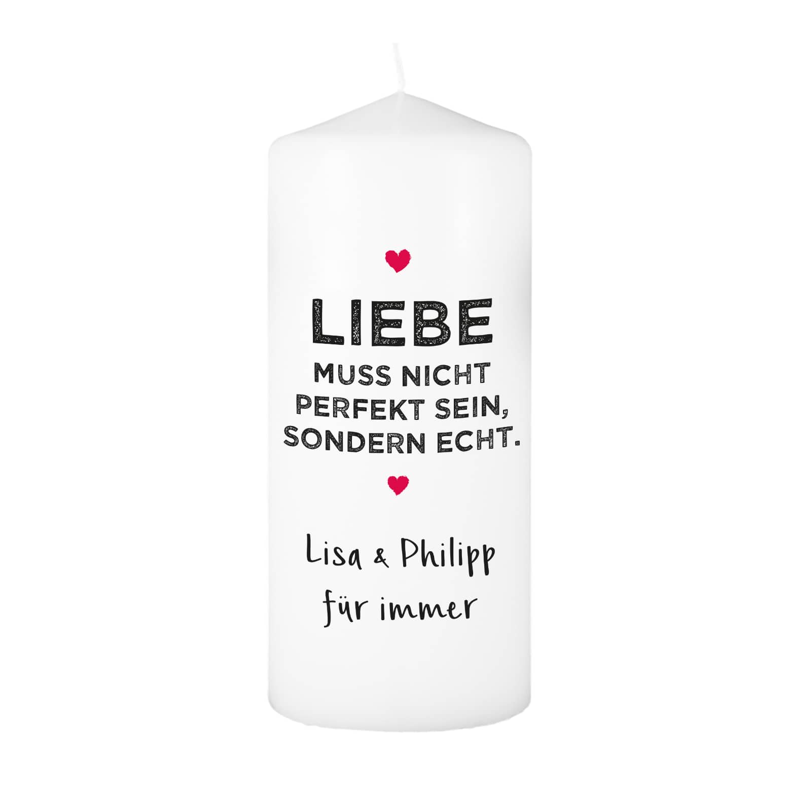 Kerze mit 2 Zeilen Wunschtext