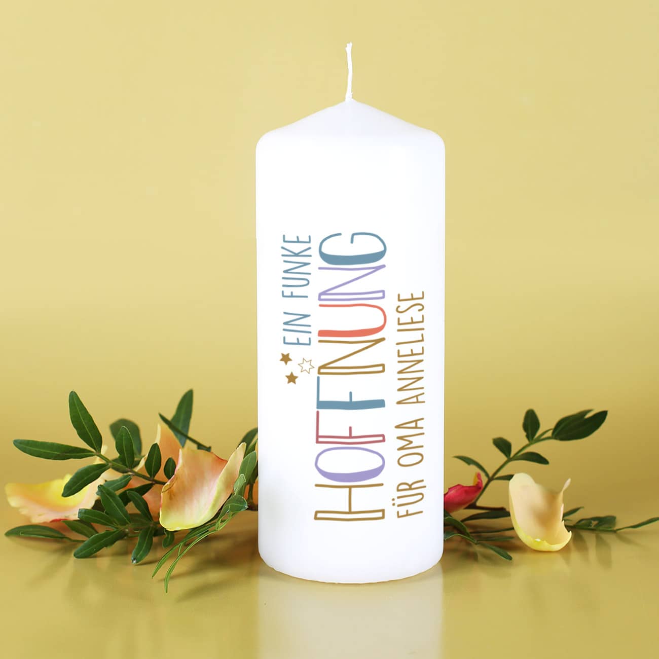 Ein Funke Hoffnung - Kerze mit Wunschtext