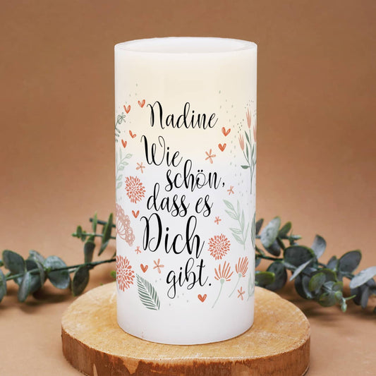 LED Echtwachskerze mit individuellem Druck