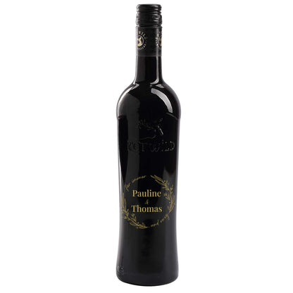 Für immer und ewig- gravierte Weinflasche zur Hochzeit mit Namen