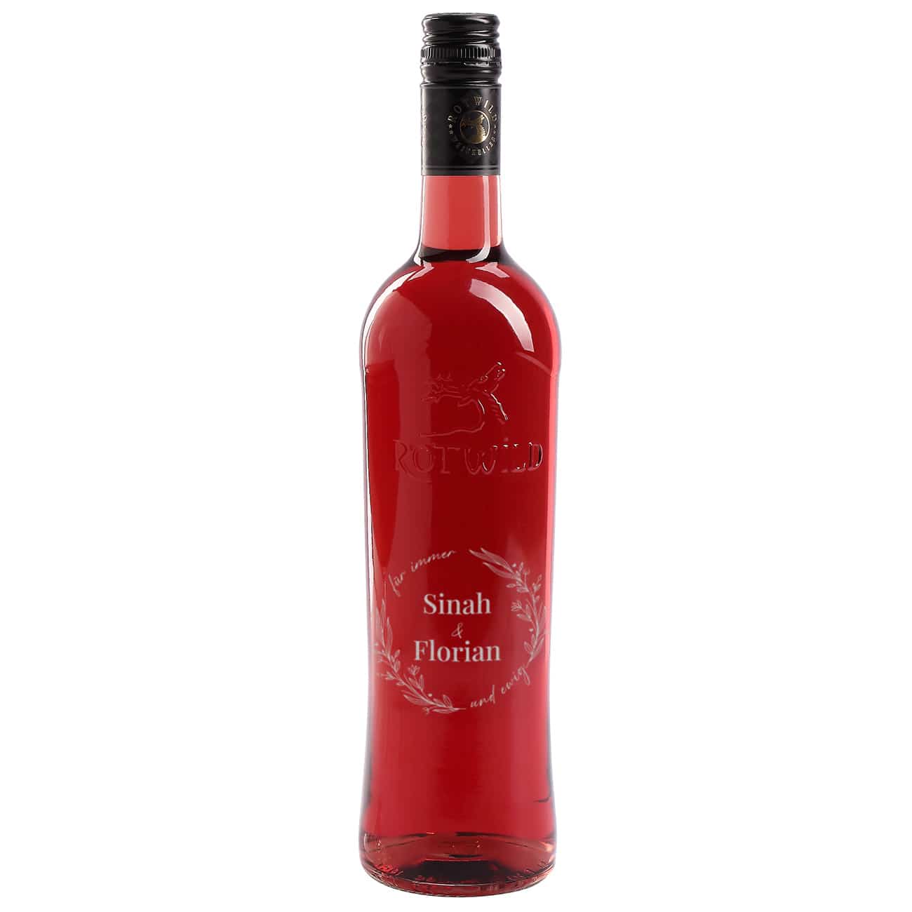 Für immer und ewig- gravierte Weinflasche zur Hochzeit mit Namen