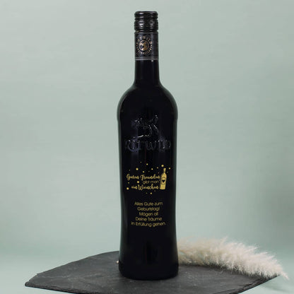 Guten Freunden gibt man ein Weinchen - Gravierte Weinflasche in verschiedenen Sorten mit Wunschtext