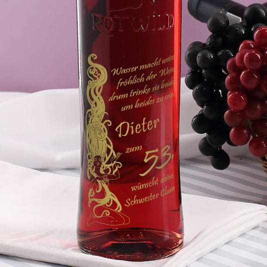 Rosé Wein mit goldener Gravur