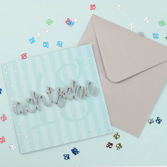 Glückwunschkarte zum 18. Geburtstag mit 3D Schriftzug 
