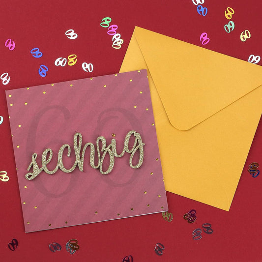 Glückwunschkarte zum 60. Geburtstag mit 3D Schriftzug