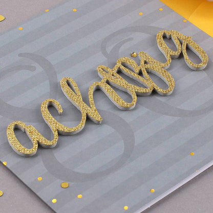 Glückwunschkarte zum 80. Geburtstag mit 3D Schriftzug in gold