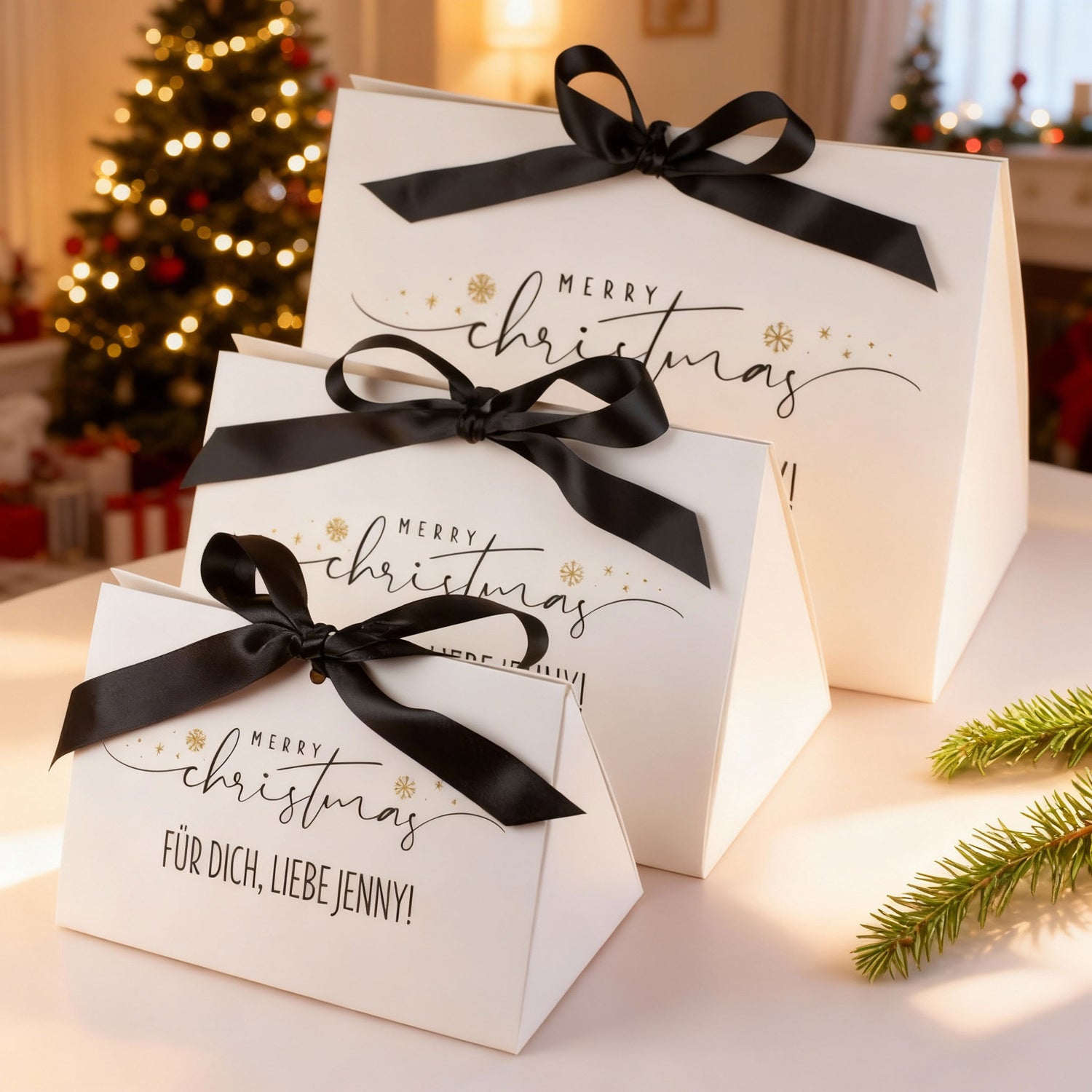 personalisierte Dreiecks Geschenkverpackung zu Weihnachten