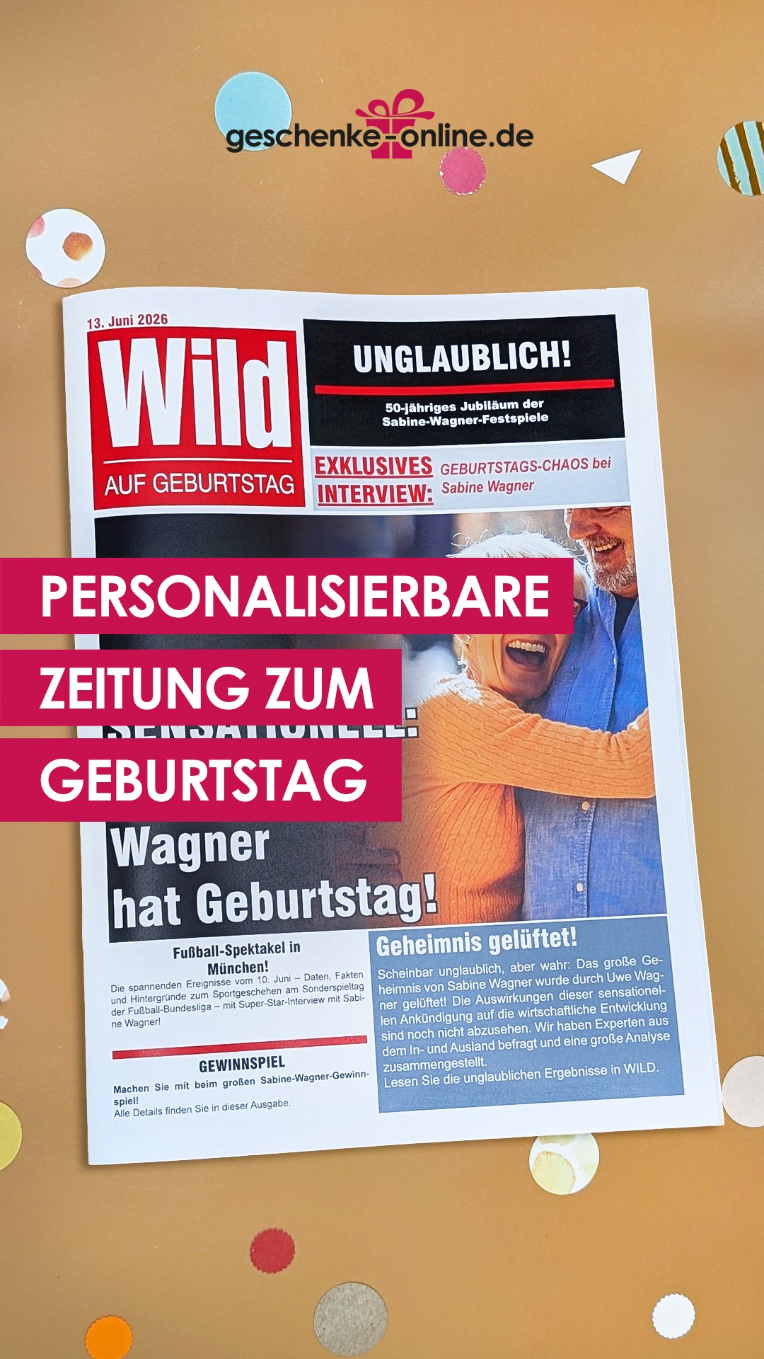 Personalisierbare Geburtstagszeitung @ Zeitung zum Geburtstag mit Fotos und Personalisierung