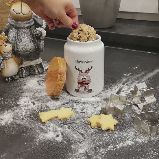 Weihnachtliche Keksdose mit personalisierten Text 