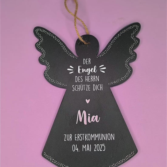 bedruckter Schieferengel zur Geburt, Taufe, Kommunion oder Konfirmation