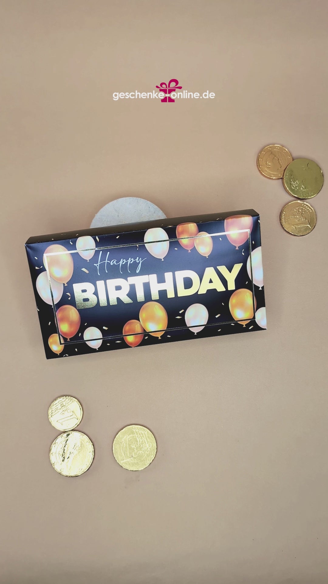 Geldgeschenk zum Geburtstag - Überraschungsbox mit Goldprägung