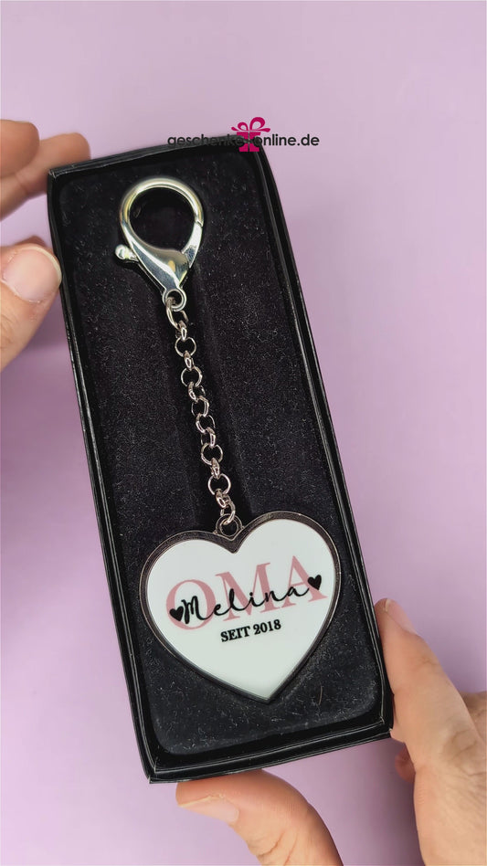 beidseitig bedruckter Schlüsselanhänger mit Foto und Personalisierung für Oma