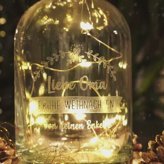 Weihnachtlich gravierte LED Karaffe
