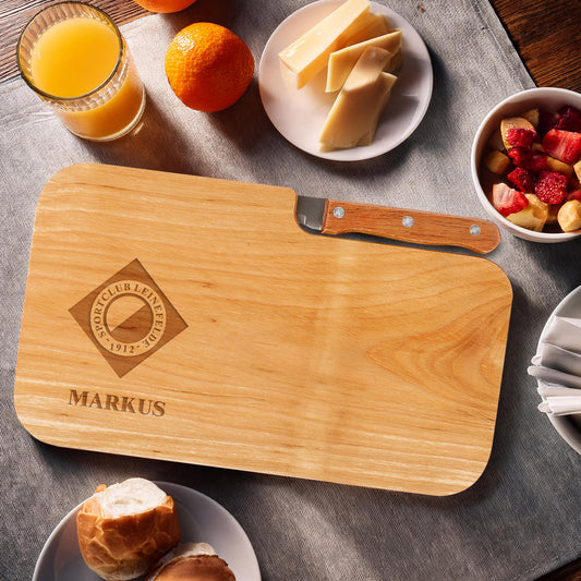 Graviertes Messerbrett mit SC Leinefelde Vereinslogo und Name