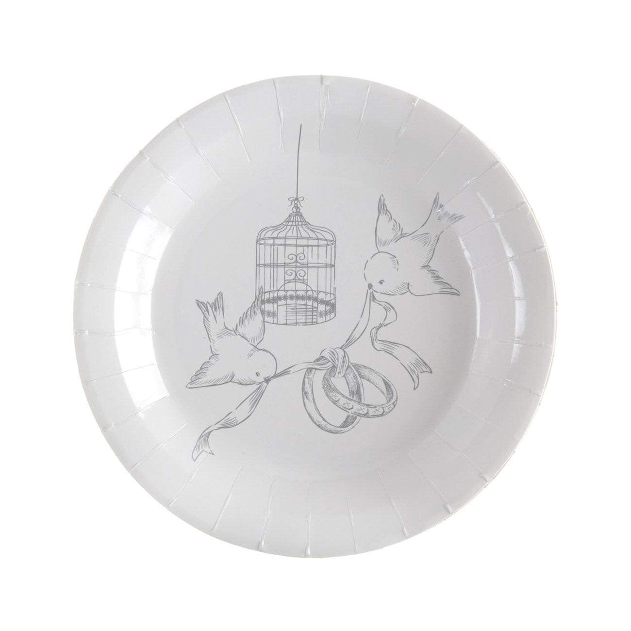 Weißer Pappteller Taubenmotiv