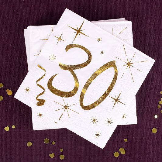 Servietten in Gold-Metallic zum 30. Geburtstag