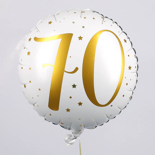 Folienballon zum 70. Geburtstag in weiß 