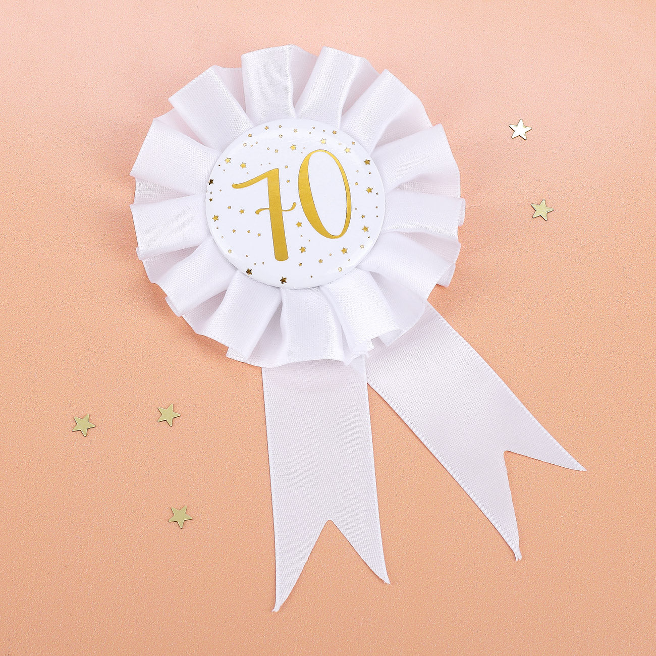 Weiße Geburtstags-Rosette zum 70.