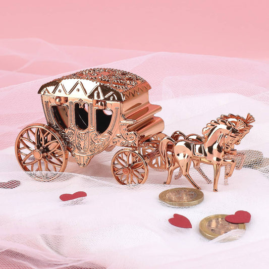 Kutsche in Roségold für Geldgeschenke zur Hochzeit