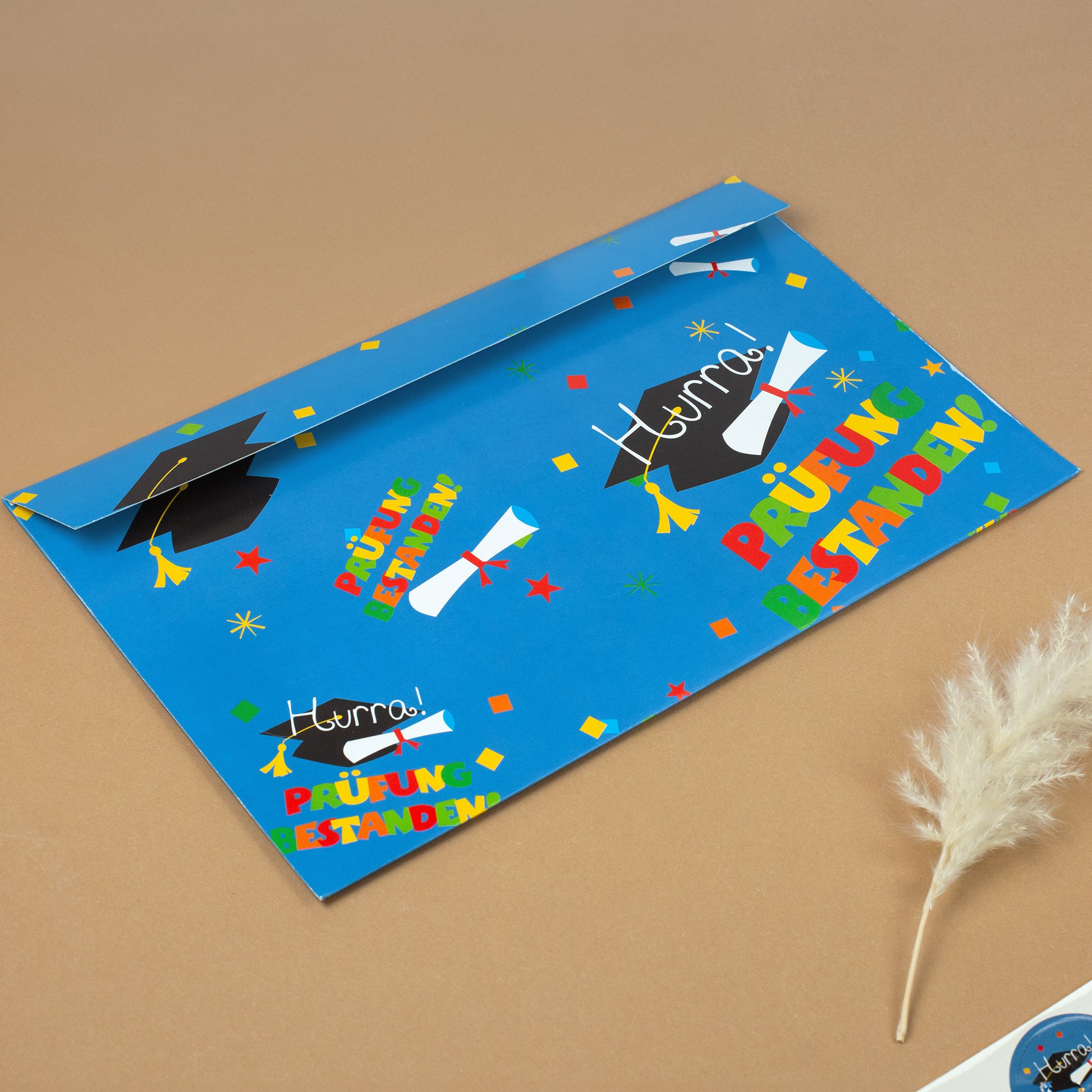 Rückseite des Riesenumschlags zur Prüfung mit Verschlusslasche .