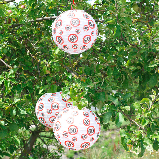 3er Set Papierlampions zum 60. Geburtstag