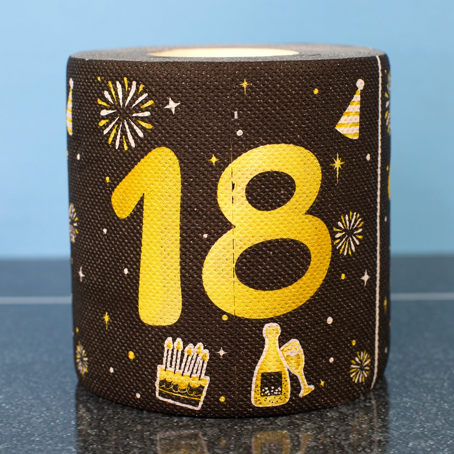 Toilettenpapier zum Geburtstag Schwarz/Gold