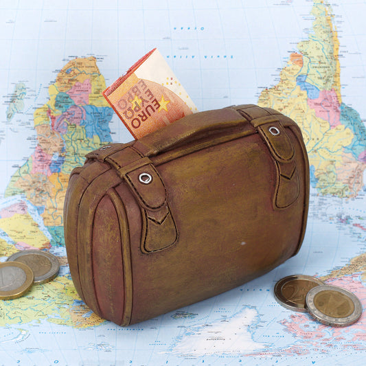 Brauner Koffer - Spardose