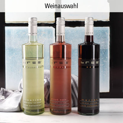 Weinset zum 80. Geburtstag mit Weinglas in bedruckter Geschenkverpackung